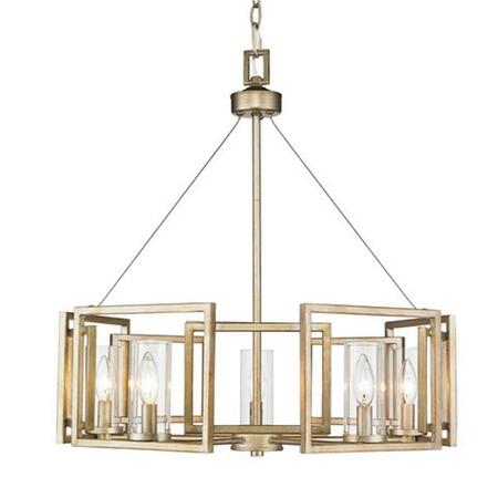GOLDEN LIGHTING Marco 5 Light Chandelier in White Gold with Clear Glass 6068-5 WG